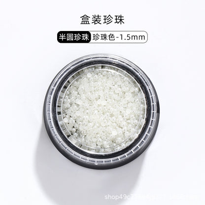Mixed Pearl Semi-circle Full Round Box Set Pearl Color Pure White Nail Art Jewelry