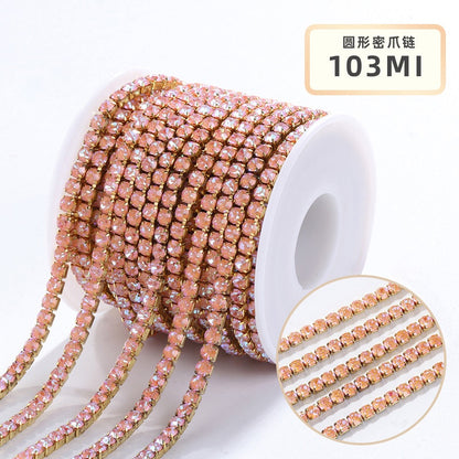 Crystal Mocha Fluoresce Stones Sew On Rhinestones Wth Copper Claw Single Row Cup Chain for Garment