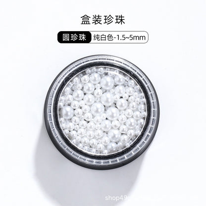 Mixed Pearl Semi-circle Full Round Box Set Pearl Color Pure White Nail Art Jewelry