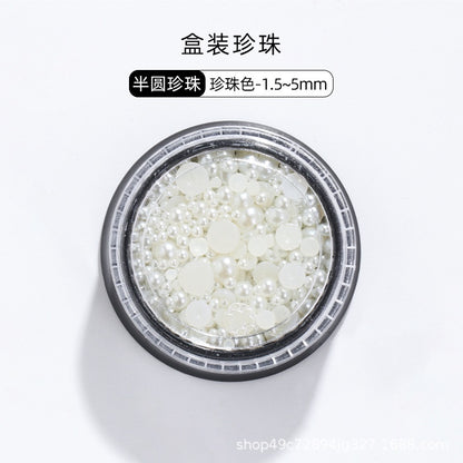 Mixed Pearl Semi-circle Full Round Box Set Pearl Color Pure White Nail Art Jewelry