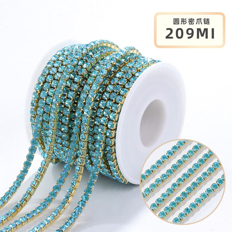 Crystal Mocha Fluoresce Stones Sew On Rhinestones Wth Copper Claw Single Row Cup Chain for Garment