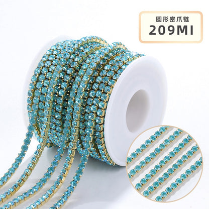 Crystal Mocha Fluoresce Stones Sew On Rhinestones Wth Copper Claw Single Row Cup Chain for Garment