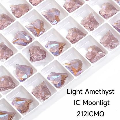 【ready stock】Gemstone jewelry New Design Luxury Sweet Heart IC Series K9 Glass Pointback Rhinestone For Clothing