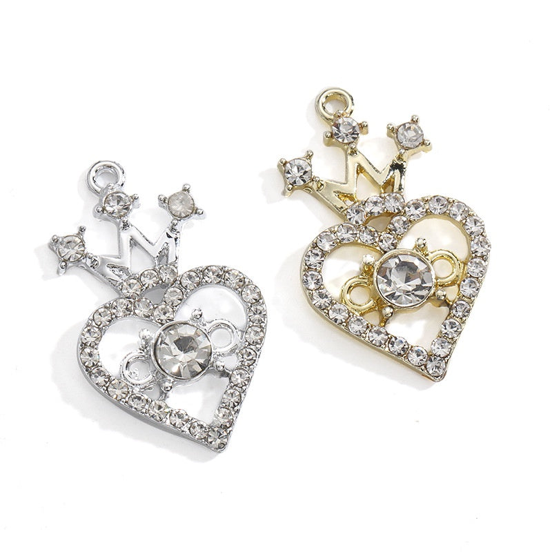 Small fragrant style metal rhinestone crown heart fashion luxury pendant girl