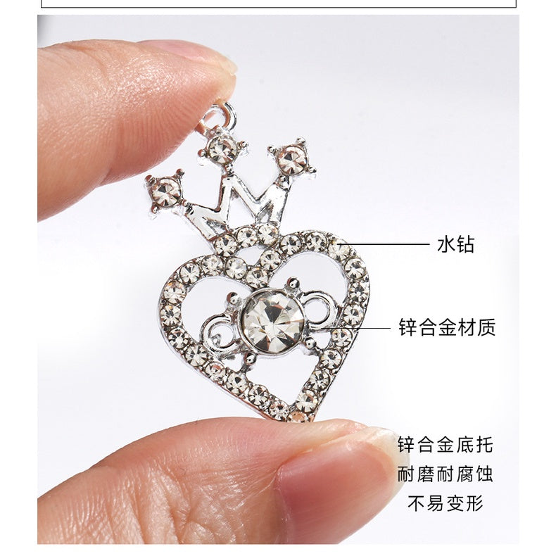 Small fragrant style metal rhinestone crown heart fashion luxury pendant girl