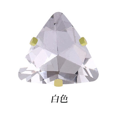 【ready stock】Hot Sell Triangle Claw Diamond Gold Bottom Stone Glass Fancy Stone Rhinestones With Copper For Clothes Bags