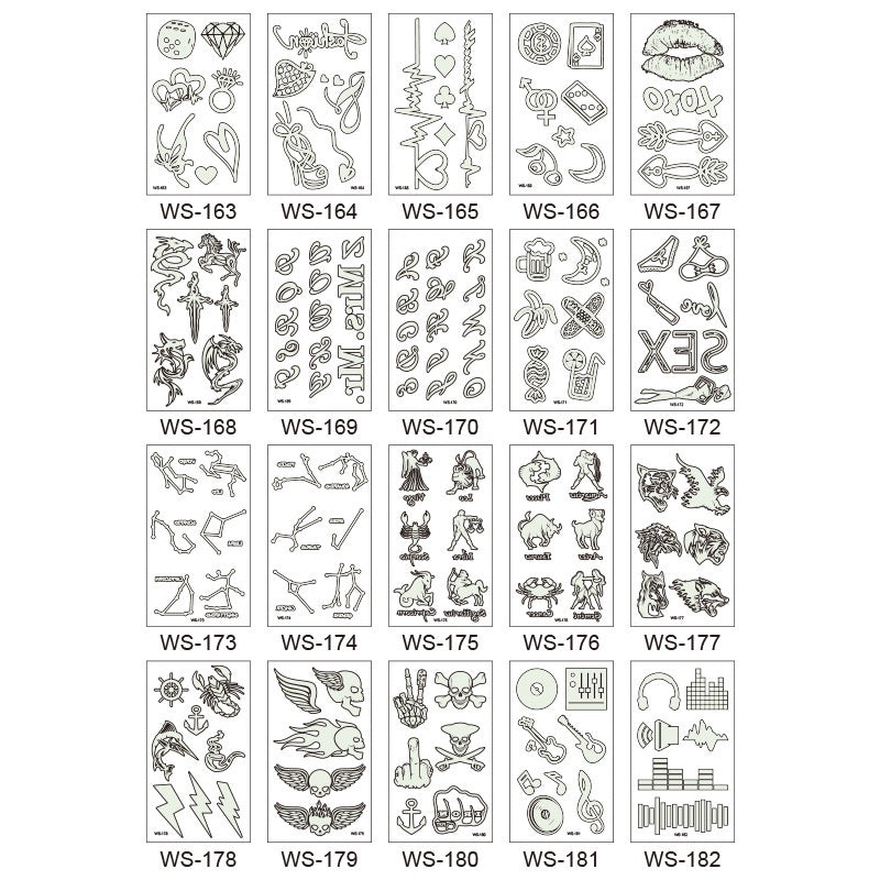 Luminous Tattoo Stickers - Glow in The Dark Temporary Tattoos for Party and Festival