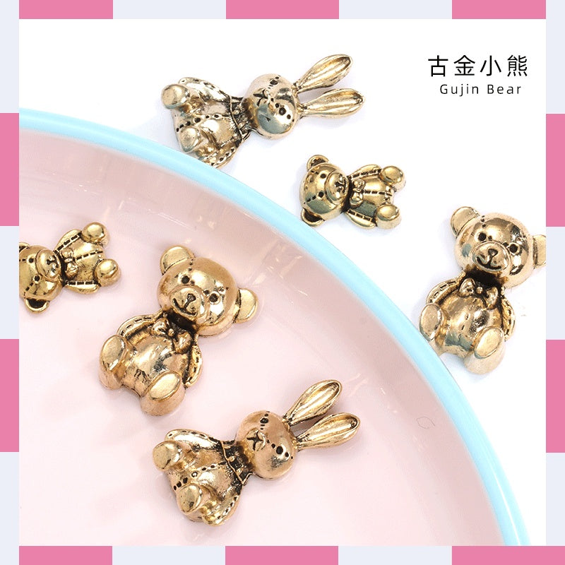 Retro Accessories Zinc Alloy Gold Rabbit Bear Shape DIY Handmade Hair Accessories Phone Case