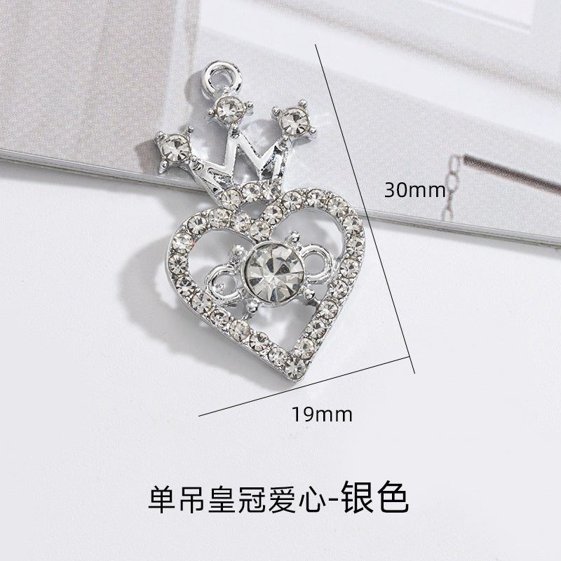 Small fragrant style metal rhinestone crown heart fashion luxury pendant girl