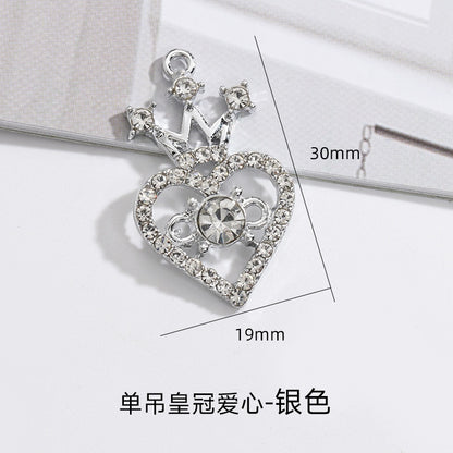 Small fragrant style metal rhinestone crown heart fashion luxury pendant girl