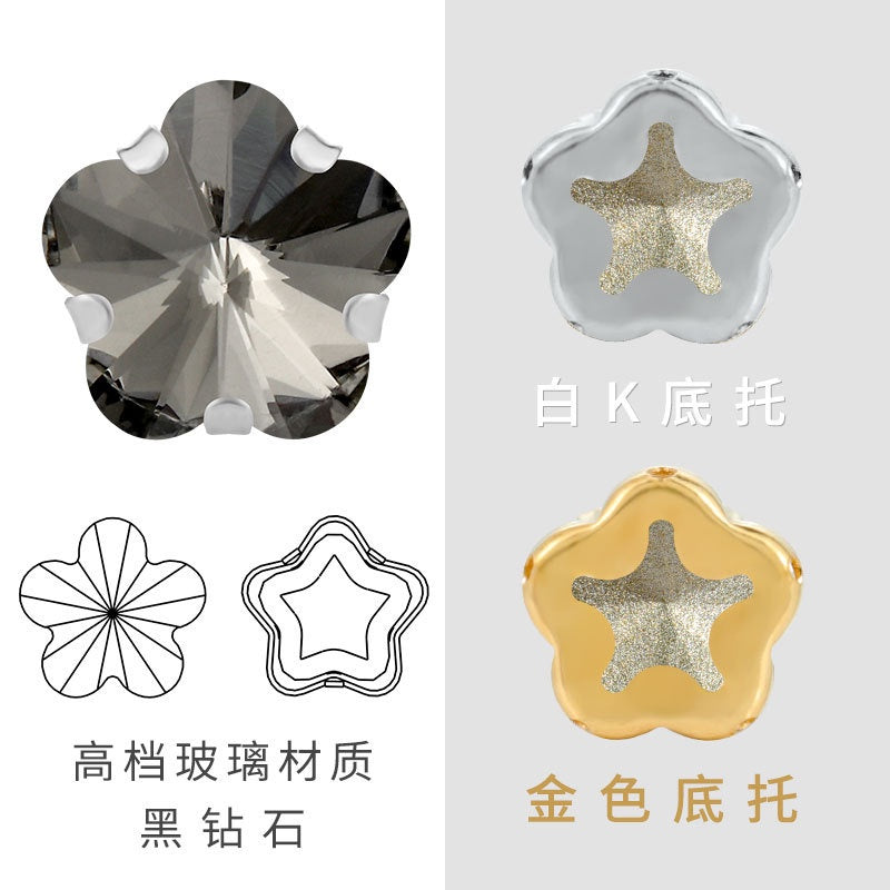 10mm Golden White K Claws Sewing Glass Flower Shape Crystal Rhinestones For Clothing Jewelry Making