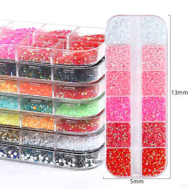 12 Grid Resin Rhinestone Jelly Color Resin Rhinestone Nude Rhinestone Nail Art Nail Patch