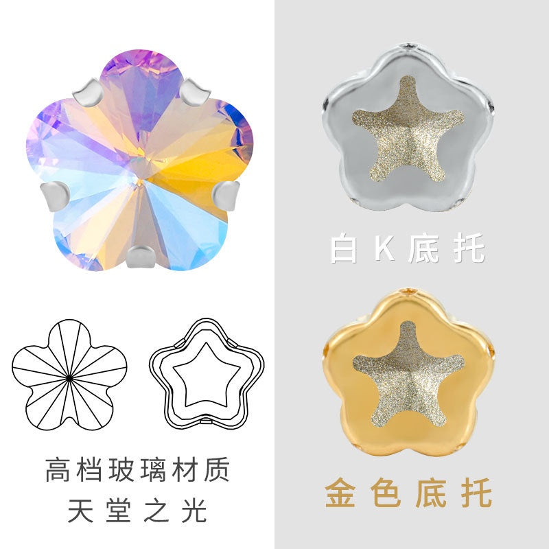 10mm Golden White K Claws Sewing Glass Flower Shape Crystal Rhinestones For Clothing Jewelry Making