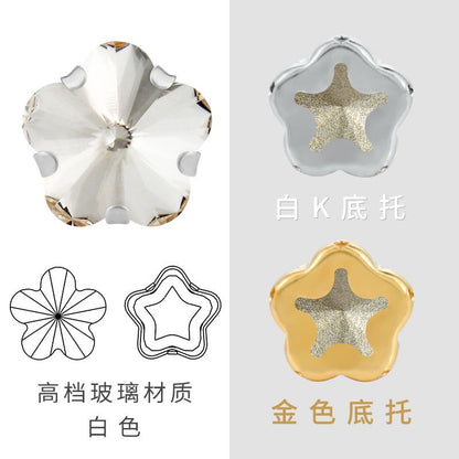 10mm Golden White K Claws Sewing Glass Flower Shape Crystal Rhinestones For Clothing Jewelry Making