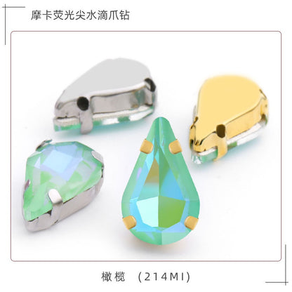TonyBead 10pcs Drop Shape Mocha Aurora Series K9 Crystal Sew on Stones for Garment Shoes Bag Decoration