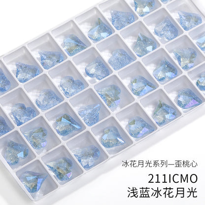【ready stock】Gemstone jewelry New Design Luxury Sweet Heart IC Series K9 Glass Pointback Rhinestone For Clothing