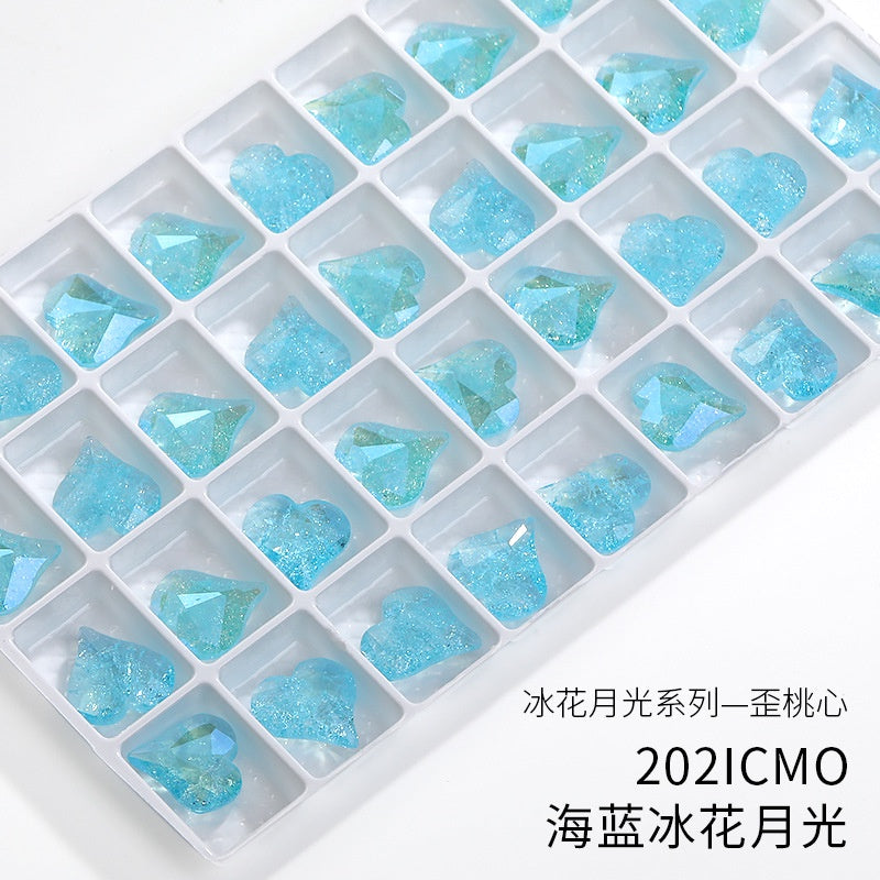 【ready stock】Gemstone jewelry New Design Luxury Sweet Heart IC Series K9 Glass Pointback Rhinestone For Clothing