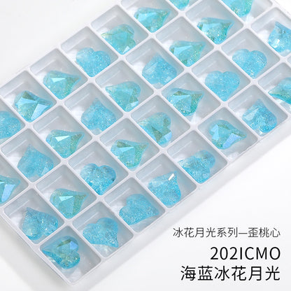 【ready stock】Gemstone jewelry New Design Luxury Sweet Heart IC Series K9 Glass Pointback Rhinestone For Clothing