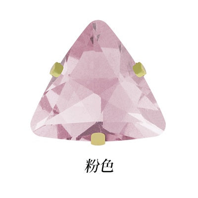 【ready stock】Hot Sell Triangle Claw Diamond Gold Bottom Stone Glass Fancy Stone Rhinestones With Copper For Clothes Bags