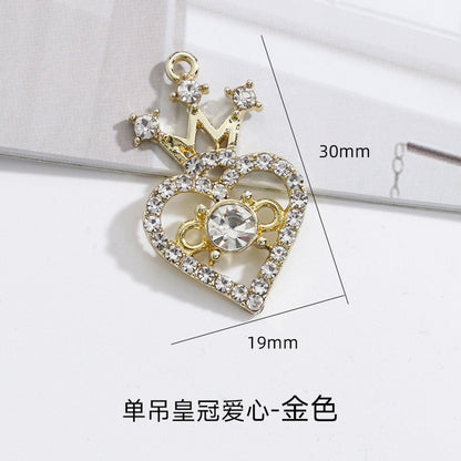 Small fragrant style metal rhinestone crown heart fashion luxury pendant girl