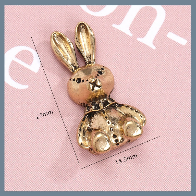 Retro Accessories Zinc Alloy Gold Rabbit Bear Shape DIY Handmade Hair Accessories Phone Case