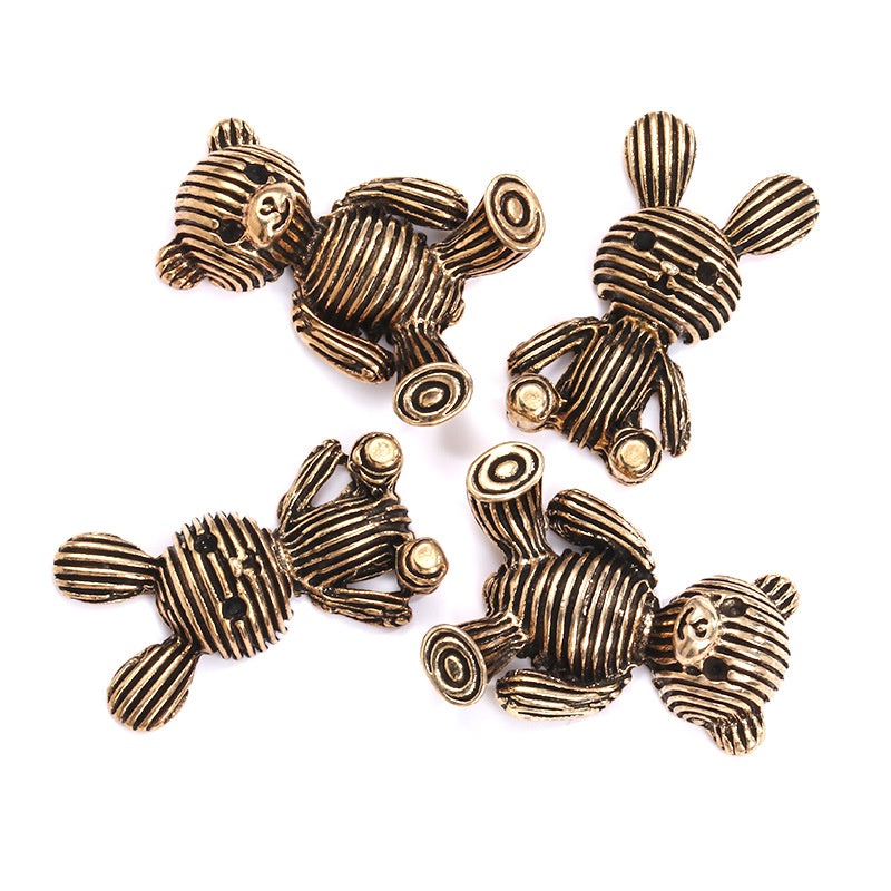 5PCS High-quality alloy vintage horizontal black bear rabbit zinc jewelry headdress DIY accessories