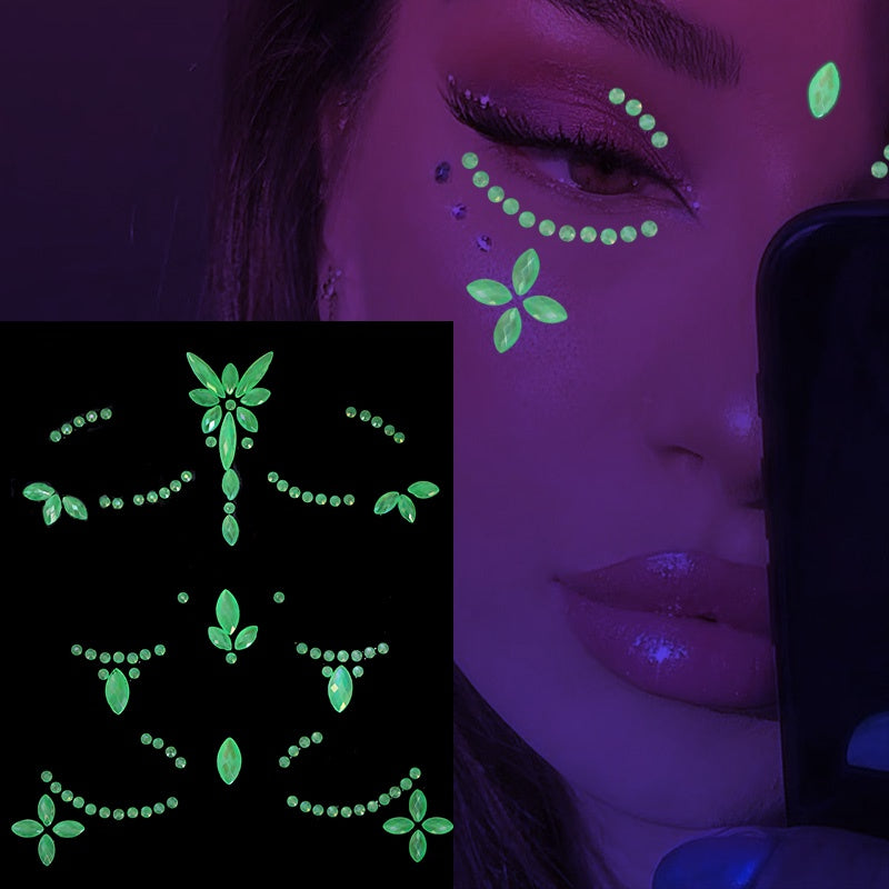 Luminous Gemstone Eye Sticker Decoration Face Gemstone Jewelry Crystal Rhinestone Sticker