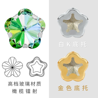 10mm Golden White K Claws Sewing Glass Flower Shape Crystal Rhinestones For Clothing Jewelry Making