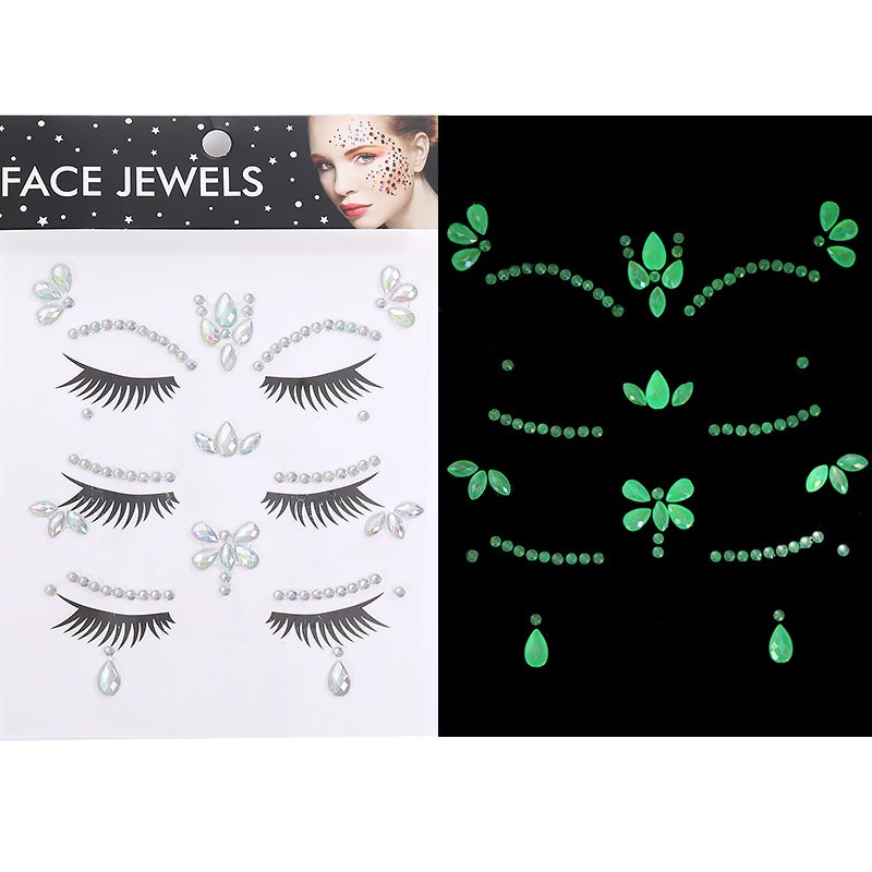 Luminous Gemstone Eye Sticker Decoration Face Gemstone Jewelry Crystal Rhinestone Sticker