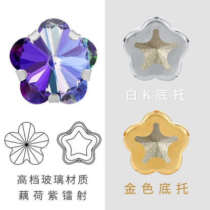 10mm Golden White K Claws Sewing Glass Flower Shape Crystal Rhinestones For Clothing Jewelry Making