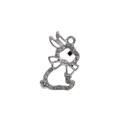 2pcs Rhinestone Pendant Cute Little Rabbit Alloy Pendant Diy Accessories Material Necklace Bracelet Pendant Key Chain Accessories