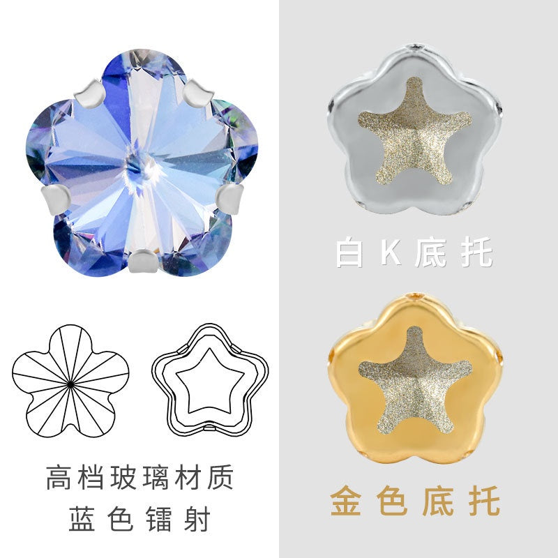 10mm Golden White K Claws Sewing Glass Flower Shape Crystal Rhinestones For Clothing Jewelry Making