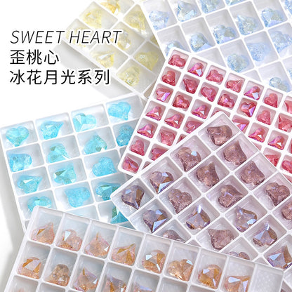 【ready stock】Gemstone jewelry New Design Luxury Sweet Heart IC Series K9 Glass Pointback Rhinestone For Clothing