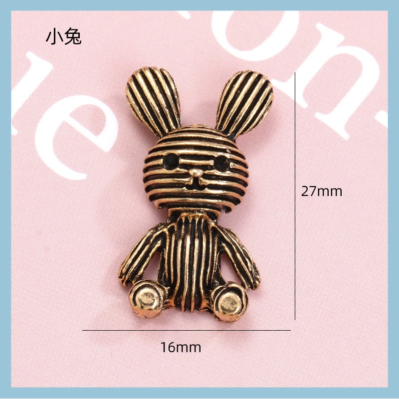 5PCS High-quality alloy vintage horizontal black bear rabbit zinc jewelry headdress DIY accessories