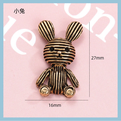 5PCS High-quality alloy vintage horizontal black bear rabbit zinc jewelry headdress DIY accessories