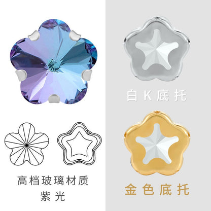 10mm Golden White K Claws Sewing Glass Flower Shape Crystal Rhinestones For Clothing Jewelry Making