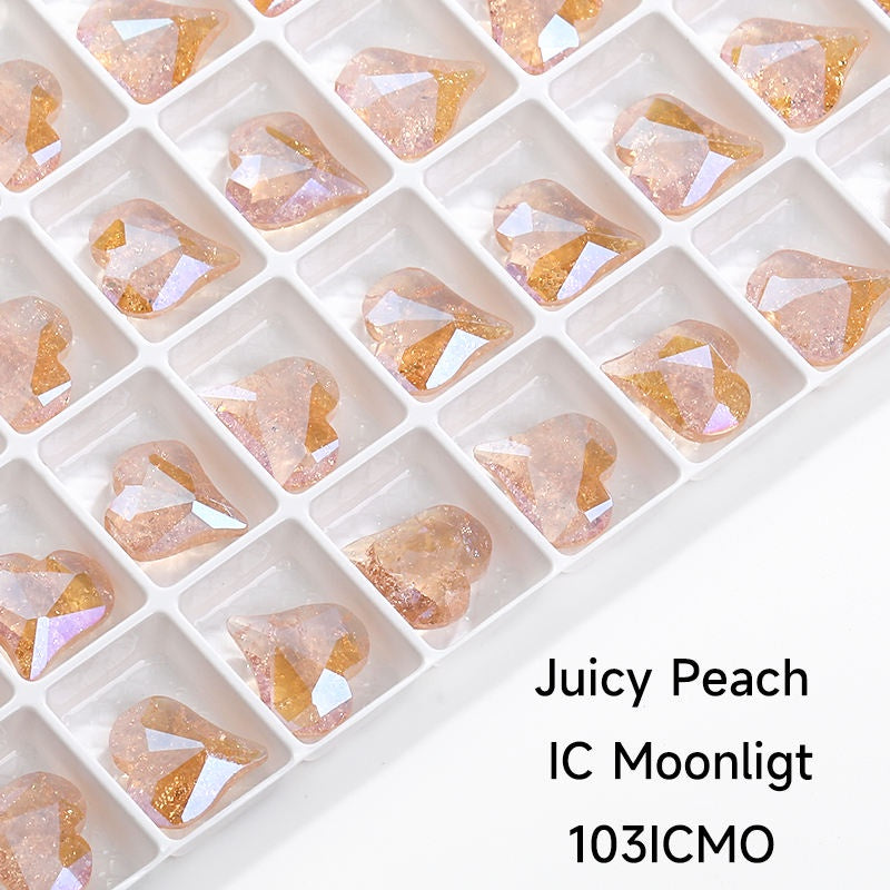 【ready stock】Gemstone jewelry New Design Luxury Sweet Heart IC Series K9 Glass Pointback Rhinestone For Clothing