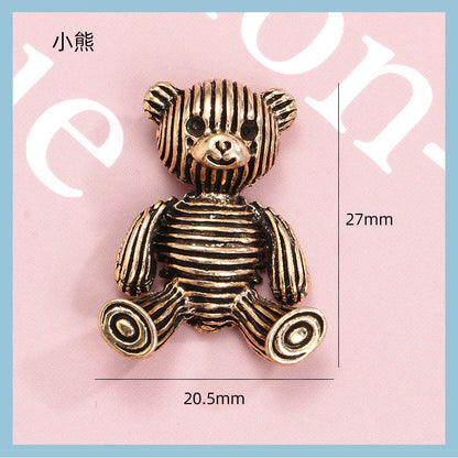 5PCS High-quality alloy vintage horizontal black bear rabbit zinc jewelry headdress DIY accessories