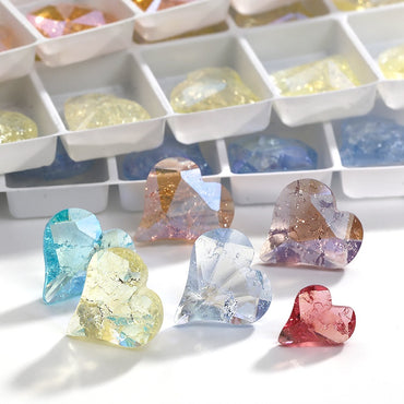 【ready stock】Gemstone jewelry New Design Luxury Sweet Heart IC Series K9 Glass Pointback Rhinestone For Clothing