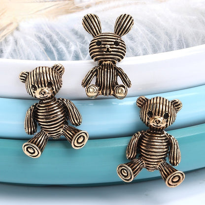 5PCS High-quality alloy vintage horizontal black bear rabbit zinc jewelry headdress DIY accessories