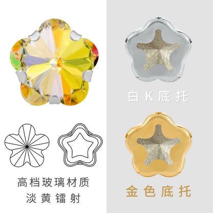 10mm Golden White K Claws Sewing Glass Flower Shape Crystal Rhinestones For Clothing Jewelry Making