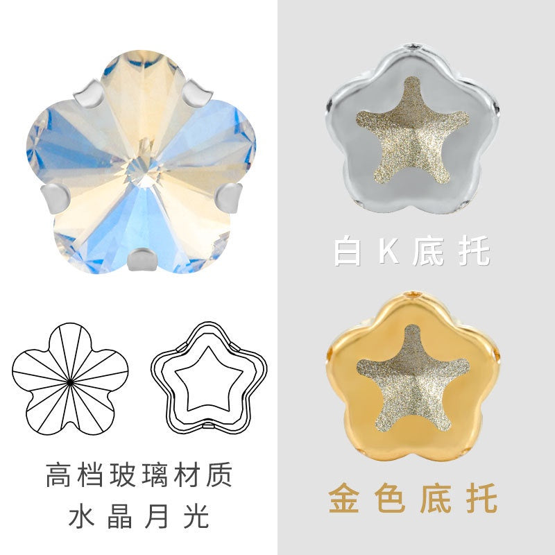 10mm Golden White K Claws Sewing Glass Flower Shape Crystal Rhinestones For Clothing Jewelry Making