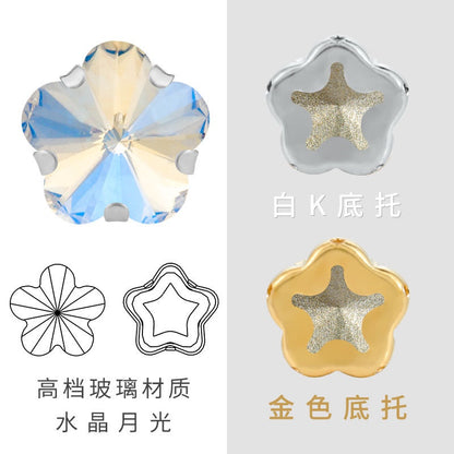 10mm Golden White K Claws Sewing Glass Flower Shape Crystal Rhinestones For Clothing Jewelry Making