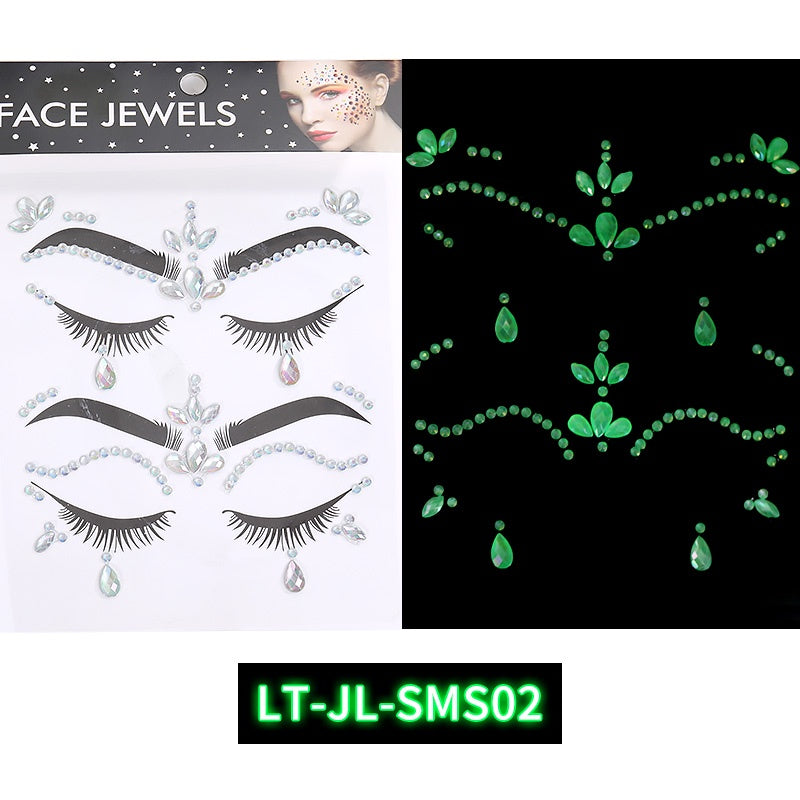 Luminous Gemstone Eye Sticker Decoration Face Gemstone Jewelry Crystal Rhinestone Sticker