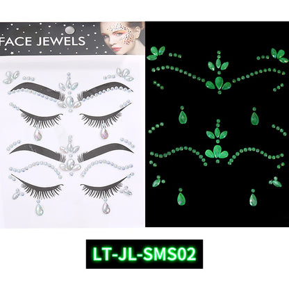 Luminous Gemstone Eye Sticker Decoration Face Gemstone Jewelry Crystal Rhinestone Sticker
