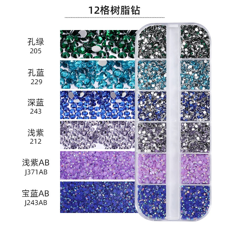 12 Grid Resin Rhinestone Jelly Color Resin Rhinestone Nude Rhinestone Nail Art Nail Patch