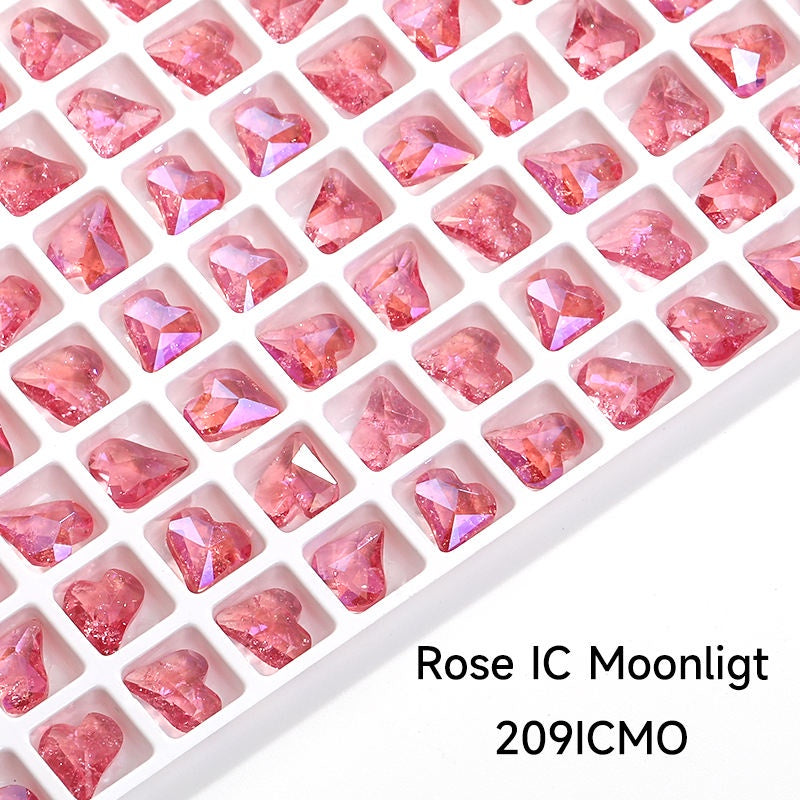 【ready stock】Gemstone jewelry New Design Luxury Sweet Heart IC Series K9 Glass Pointback Rhinestone For Clothing