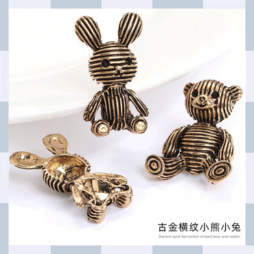 5PCS High-quality alloy vintage horizontal black bear rabbit zinc jewelry headdress DIY accessories