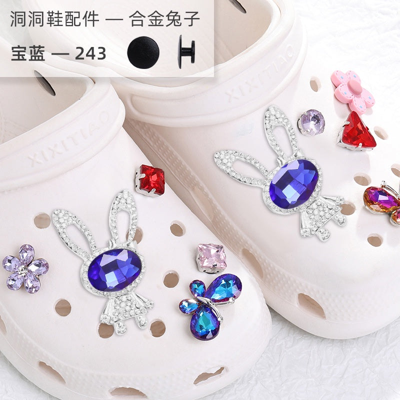 Alloy Animal Rabbit Shape Rhinestone Diy Hole Shoe Accessories Removable Shoe Buckle Shoe Flower Handmade