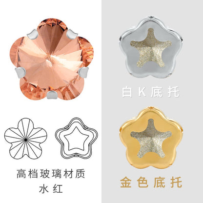 10mm Golden White K Claws Sewing Glass Flower Shape Crystal Rhinestones For Clothing Jewelry Making